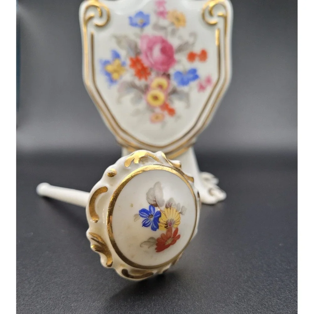 VTG Pirkenhammer Czechoslovakia PerfumeBottle Floral Gold Gilt Stopper MARKED!